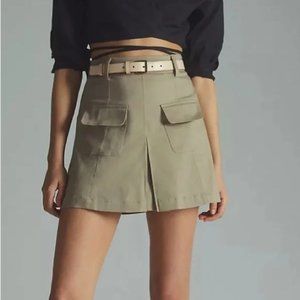 Anthropologie Porridge Utility Pleat Front Mini Skirt Size S EUC
